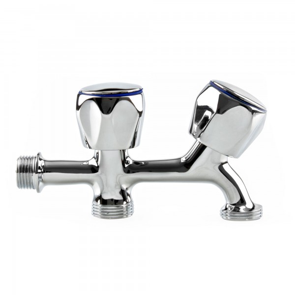 Grifo lavad.v/laton doble 1/2x3/4x3/4