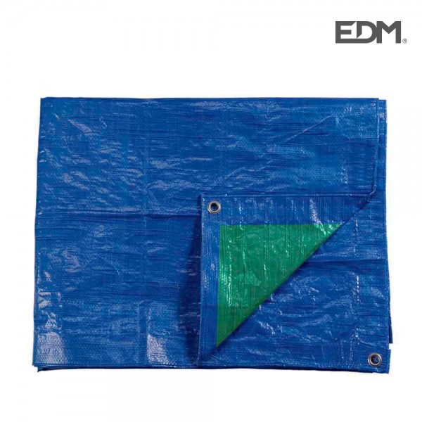 Toldo polietileno de doble cara color azul/verde, densidad 90 g / m², 4 x 5 m
