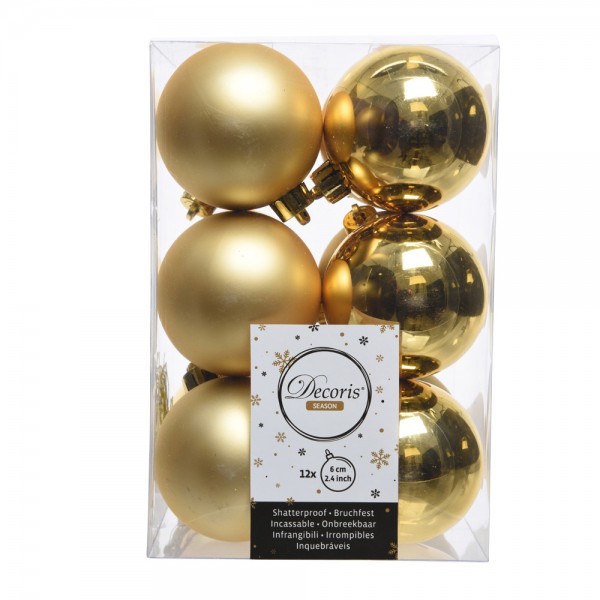 Bolas decoración árbol navidad ø6 cm, doradas, caja 12 uds