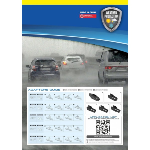 Escobilla Limpiaparabrisas Modelo Aquan41 Ultra Flex Series 16" 41 cm 1 Unidad con 8 Adaptadores