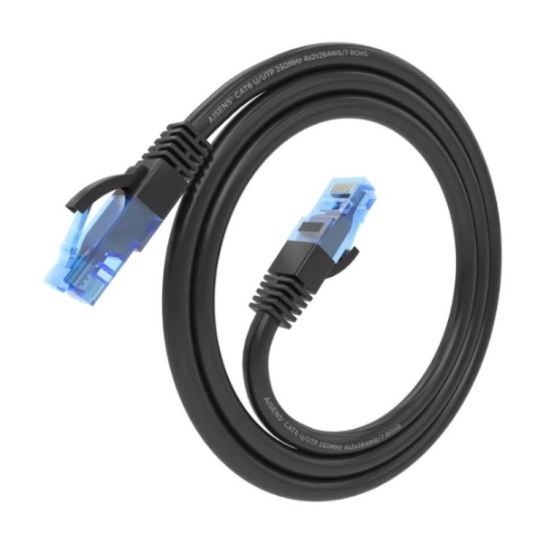 Aisens cable rj45 cat.6 utp awg26 cca negro 0.5m