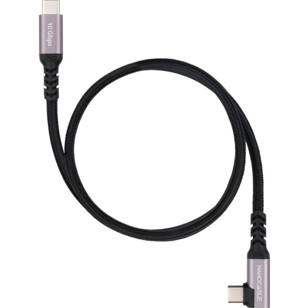Nanocable cable usb-c 3.2 gen2 acodado 100w 1 m